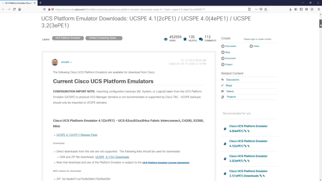 UCS emulator download page